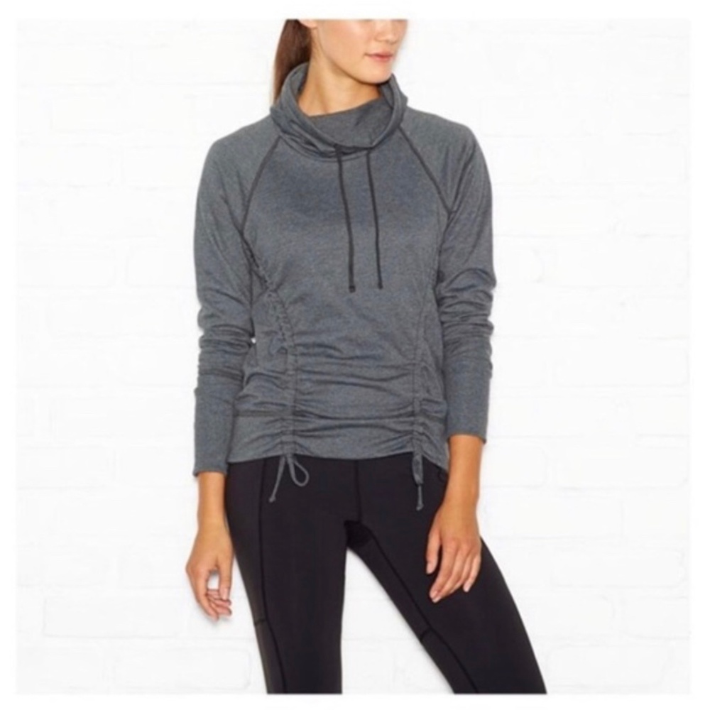 LUCY | Yoga Running & Activewear Lean + Mean Cowl Neck Pullover Grey Green M